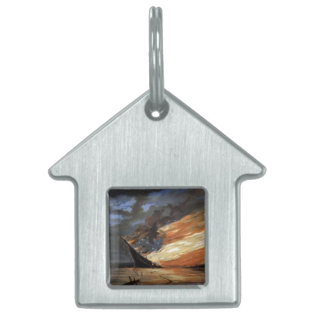 Placa Para Mascotas Insignia de la Guerra Civil Rebelde contra el fueg (Frente)