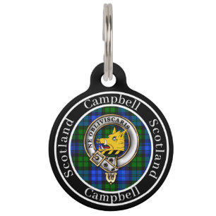 Placa Para Mascotas Insignia del Clan Campbell y Tartán Personalizado 