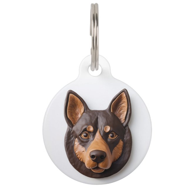 Placa Para Mascotas Inspiración en 3D del perro Kelpie australiano (Anverso)