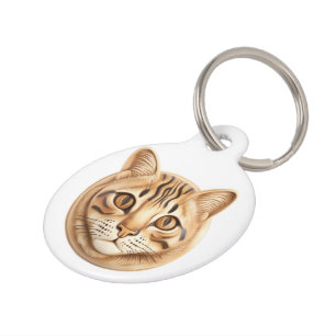 Placa Para Mascotas Inspirado en el gato 3D de Bengala