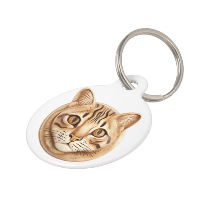 Placa Para Mascotas Inspirado en el gato 3D de Bengala (Lateral)