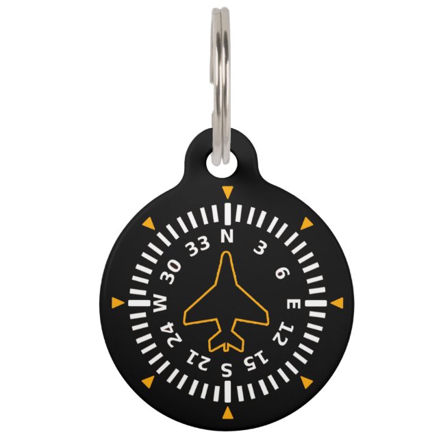 Placa Para Mascotas Instrumento de vuelo de brújula para aeronaves (Anverso)