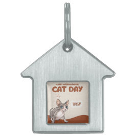 Placa Para Mascotas International Cat Day Sphynx Celebration Art