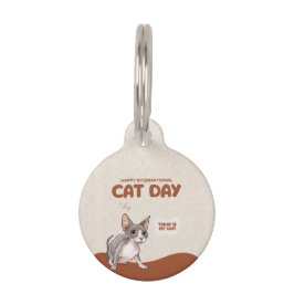 Placa Para Mascotas International Cat Day Sphynx Celebration Art