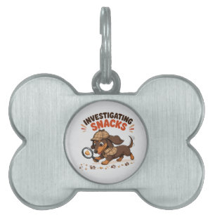 Placa Para Mascotas Investigando Snacks Amante Perro Dachshund Lindo