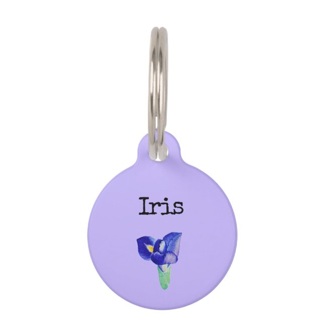 Placa Para Mascotas Iris De Flor Púrpura (Anverso)