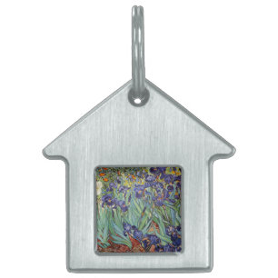 Placa Para Mascotas Iris de Van Gogh Pintura Impresionista