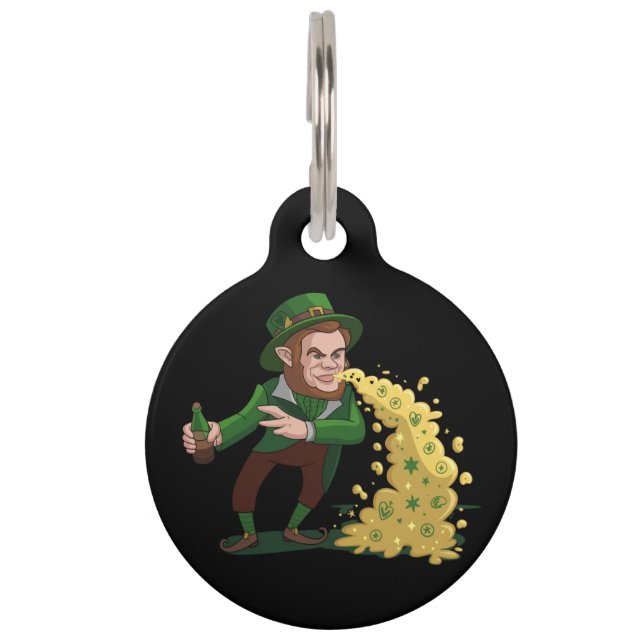 Placa Para Mascotas Irlandés Leprechaun Tossing Lucky Cookies Funny (Anverso)