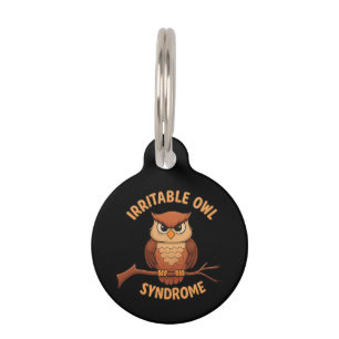 Placa Para Mascotas Irritable Síndrome de Lechuza Graciosa Personaliza