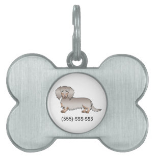 Placa Para Mascotas Isabella y Tan Pelo Largo Perro Dachshund & Número