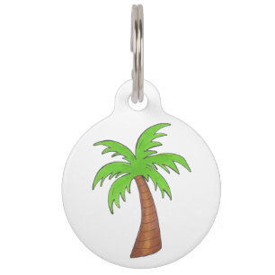 Placa Para Mascotas Isla Tropical Verde Palm Tree Dog Pet Tag