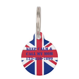 Placa Para Mascotas jack de unión de banderas británicas vintage moder
