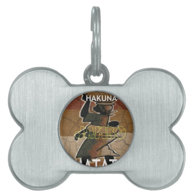 Placa Para Mascotas Jambo Habari Hakuna Matata. (Frente)