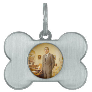 Placa Para Mascotas James Earl Carter pintó retrato del presidente de
