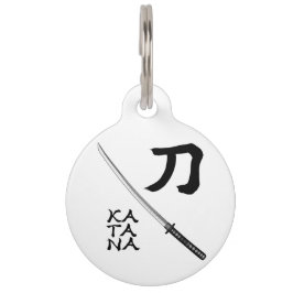 Placa Para Mascotas Japanese Calligraphy Sword