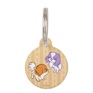 Placa Para Mascotas Japonés Chin de los perritos de Kawaii que se