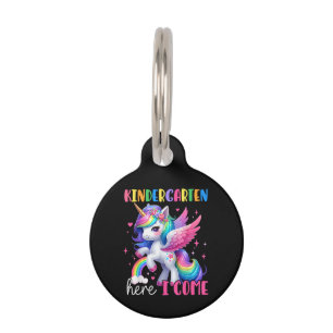Placa Para Mascotas Jardín de Infancia Aquí Voy Unicornio Vuelta al Co