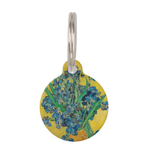 Placa Para Mascotas Jarrón Van Gogh con Iris Clasicismo Impresionista