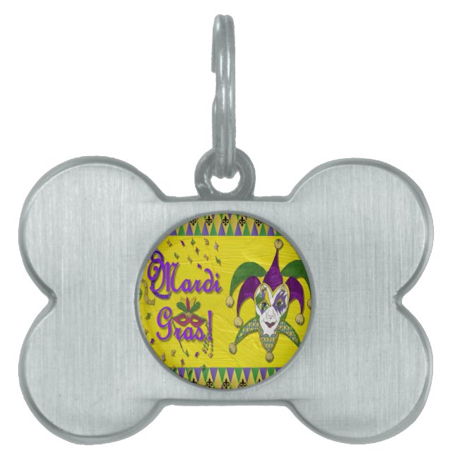 Placa Para Mascotas Jester Mask Mardi Gras Harlequin (Frente)