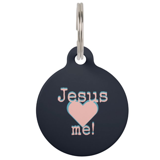 Placa Para Mascotas Jesus loves me  – Dog Collar – Hundehalsband neon (Anverso)