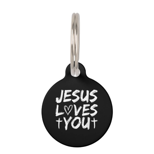 Placa Para Mascotas Jesús Te Ama Yo Jesús (Anverso)
