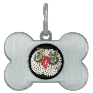 Placa Para Mascotas JEWEL OWL Gold,Green Emerald,opale