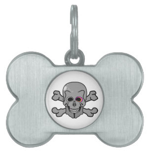 Placa Para Mascotas Jolly Roger de ojos rosados