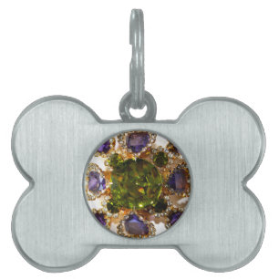 Placa Para Mascotas Joyería de diamantes de amatista púrpura y esmeral
