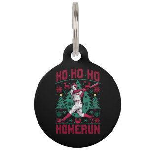 Placa Para Mascotas Ju Ho Homerun Navidad de béisbol feo suéter