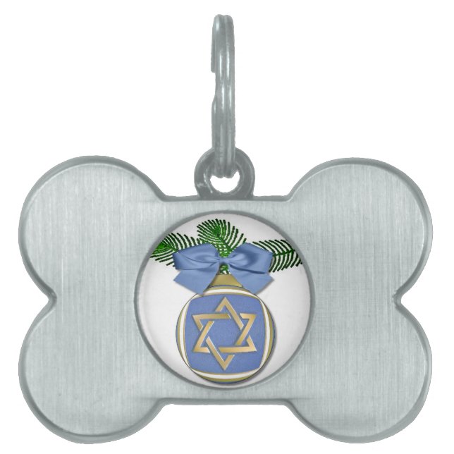 Placa Para Mascotas Judaica Hanukkah Star Of David Ornament Print (Frente)