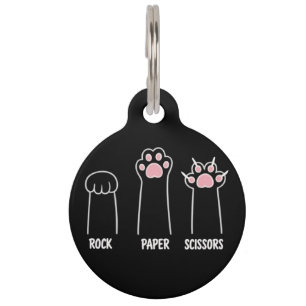 Placa Para Mascotas Juego de Piedra Papel Tijera Mano Gato Animal Aman