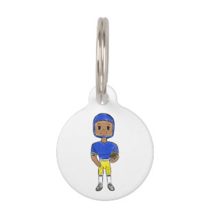 Placa Para Mascotas jugador de fútbol retro vintage azul amarillo simp