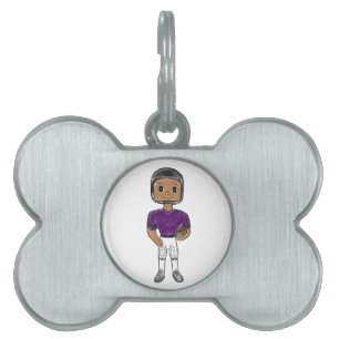Placa Para Mascotas jugador de fútbol retro vintage púrpura negro simp