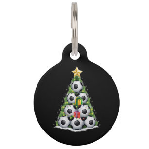 Placa Para Mascotas Jugadores de navidad de fútbol niños