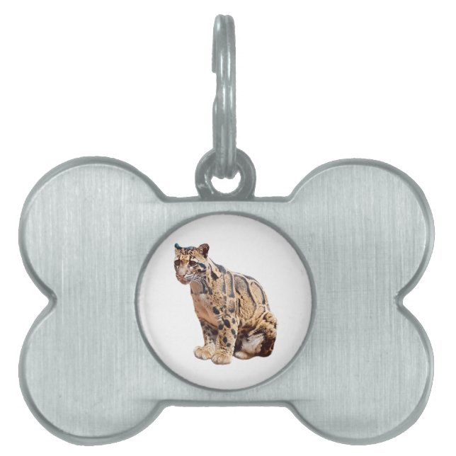 Placa Para Mascotas jungla de fotografía de leopardo nublado animal ga (Frente)
