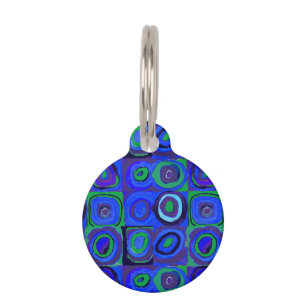 Placa Para Mascotas Kandinsky Farbstudie Blue Quadrate Square Circle