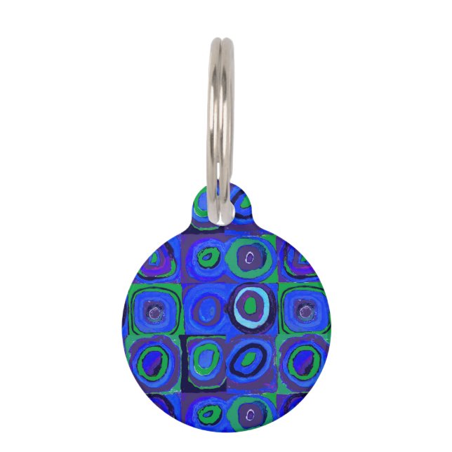 Placa Para Mascotas Kandinsky Farbstudie Blue Quadrate Square Circle (Anverso)