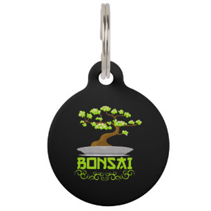 Placa Para Mascotas Kanji japonés árbol bonsai