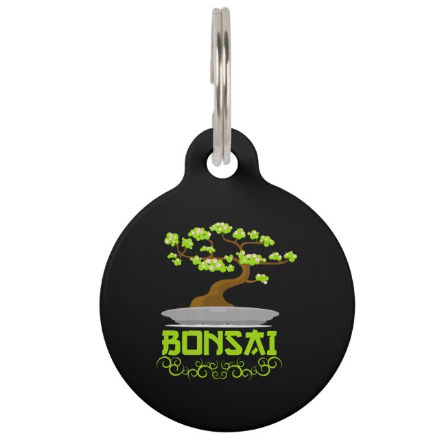 Placa Para Mascotas Kanji japonés árbol bonsai (Anverso)