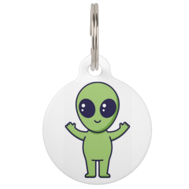 Placa Para Mascotas Kawaii Alien (Anverso)