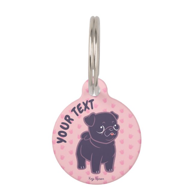 Placa Para Mascotas Kawaii Pug (Anverso)