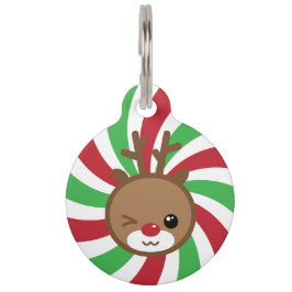 Placa Para Mascotas Kawaii Reindeer Pet Tag