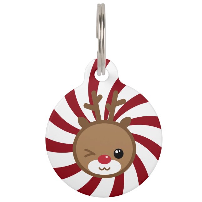 Placa Para Mascotas Kawaii Reindeer Pet Tag (Anverso)