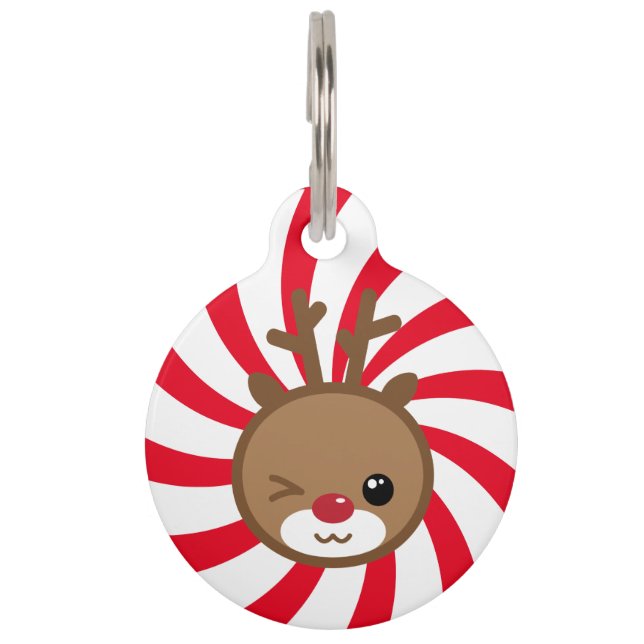 Placa Para Mascotas Kawaii Reindeer Pet Tag (Anverso)