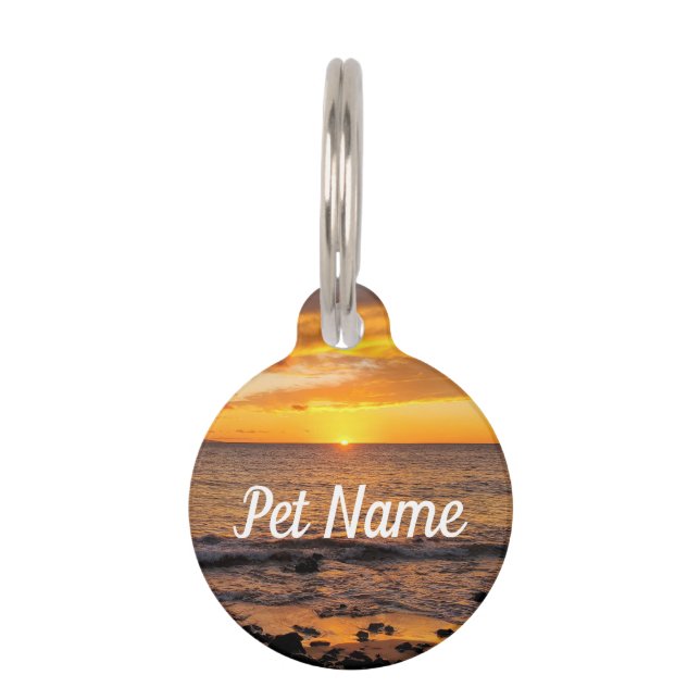 Placa Para Mascotas Keawakapu Beach Sunset Maui (Anverso)