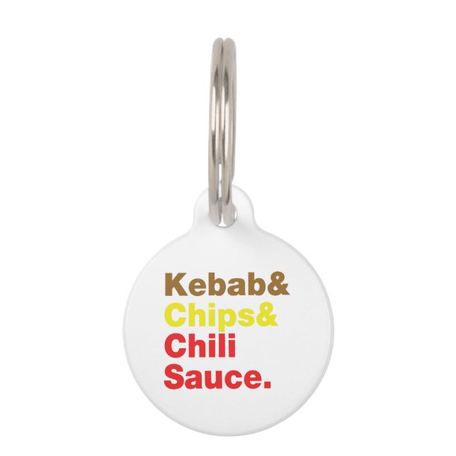 Placa Para Mascotas Kebab, Chips y Salsa de Chili. (Anverso)