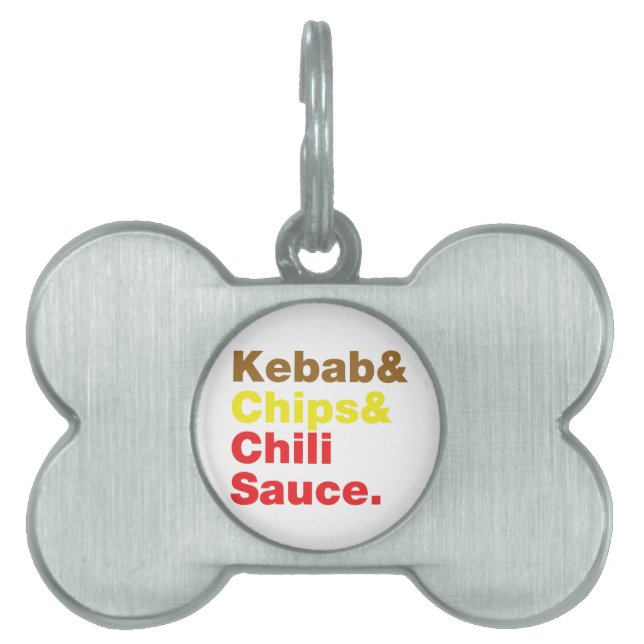 Placa Para Mascotas Kebab, Chips y Salsa de Chili. (Frente)