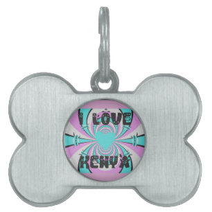 Placa Para Mascotas Kenia Mágica: AMO A KENYA