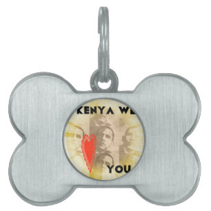 Placa Para Mascotas Kenia te queremos con el diseño de arte perspectiv
