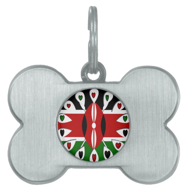 Placa Para Mascotas Kenya: Motif de arte de la bandera (Frente)
